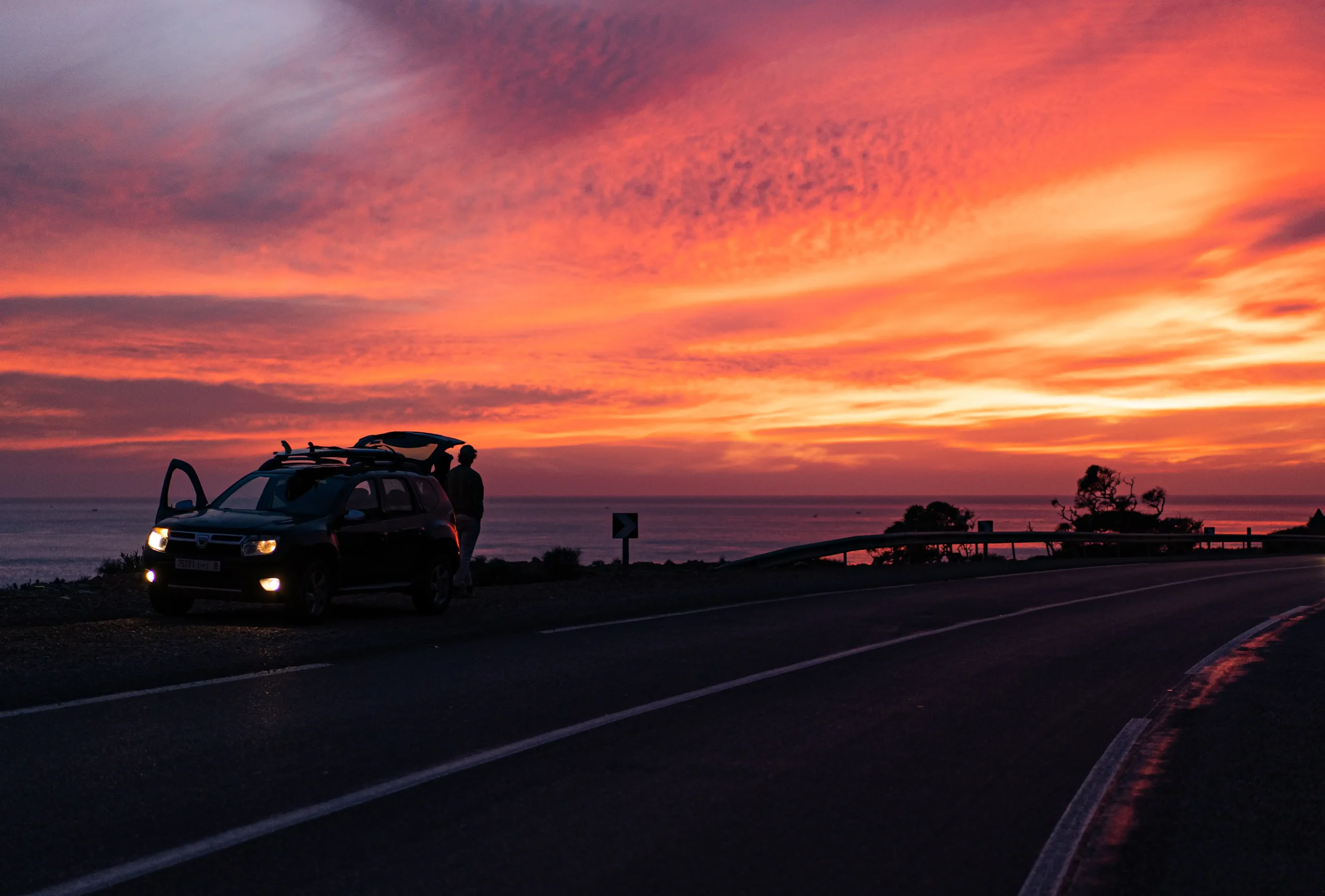 Coucher de soleil sur la route côtière d’Imsouane