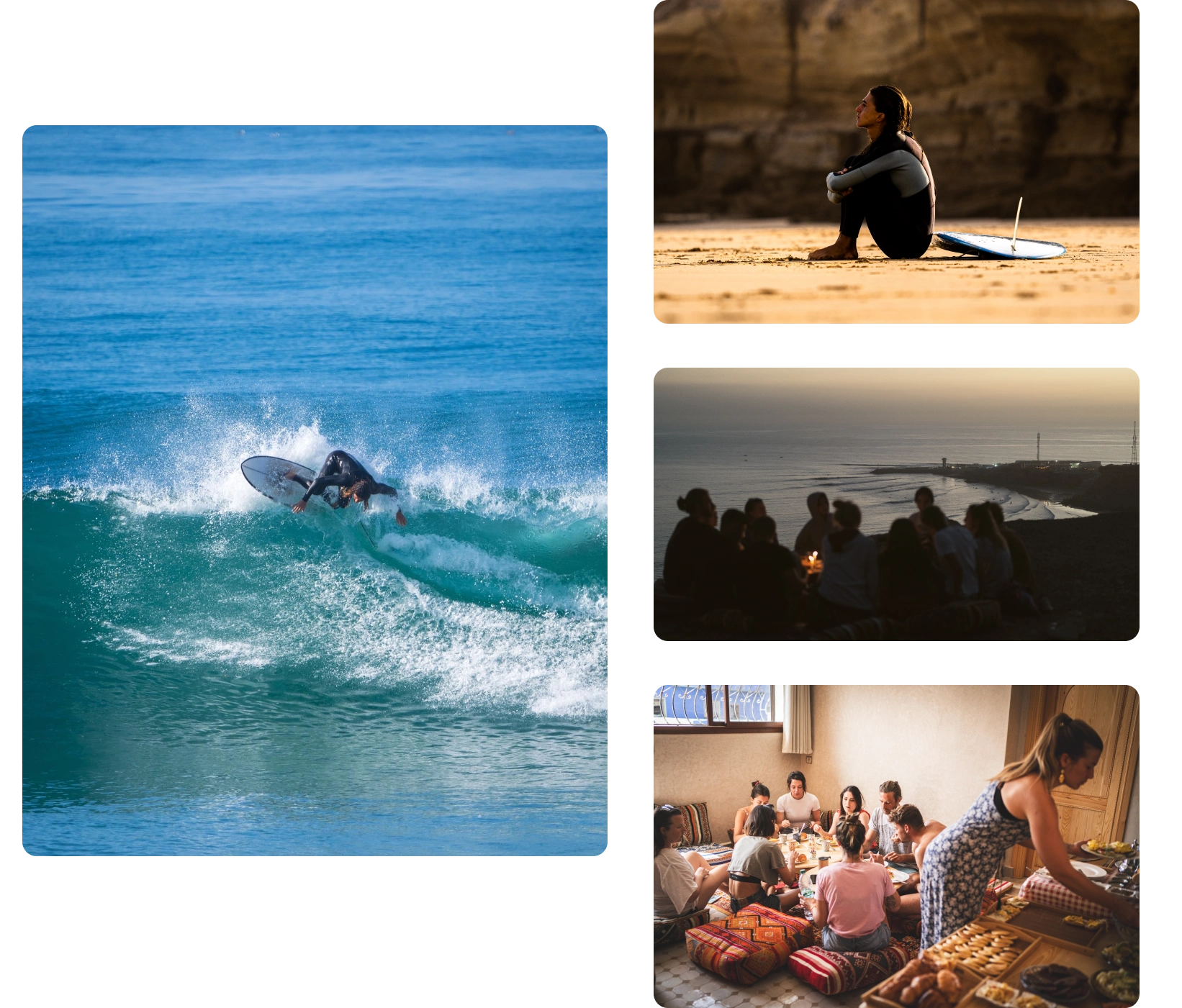 Surfeur prenant une vague au Maroc, expérience authentique de surf.